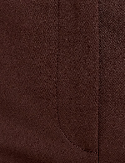 Pantalon cigarette ceintur&eacute; marron fonc&eacute; femme