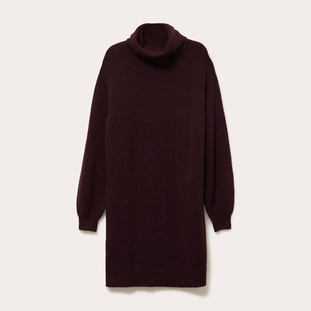Robe pull col roul&eacute; rouge fonc&eacute; femme