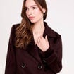 Caban col tailleur manches longues marron fonc&eacute; femme