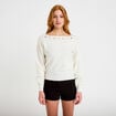 Pull col bateau manches longues ecru femme