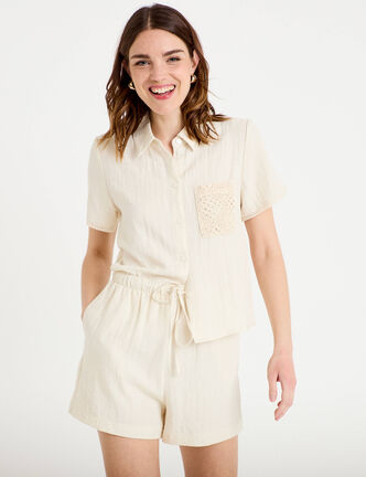 Short coupe flare ecru femme