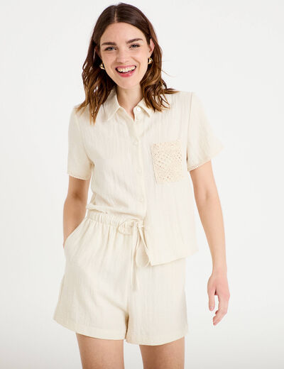 Short coupe flare ecru femme