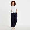 Pantalon large style jogging bleu marine femme