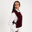 Pull sans manches torsad&eacute; violet fonc&eacute; femme