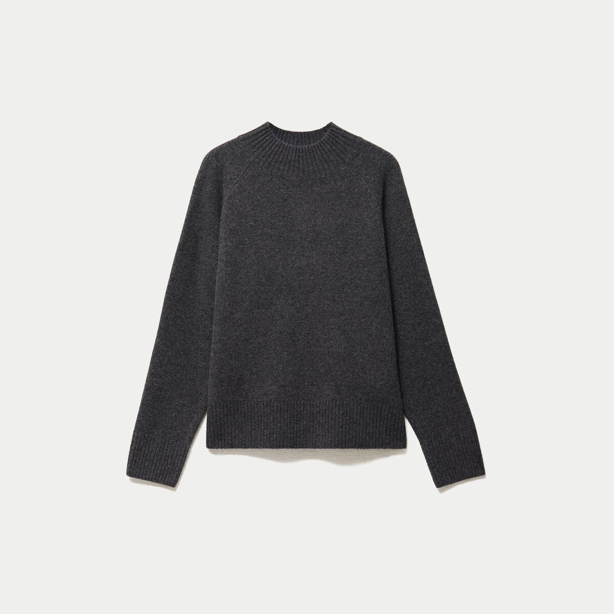 Pull col montant manches longues gris fonc&eacute; femme
