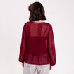 Blouse courte droite col v rouge fonc&eacute; femme
