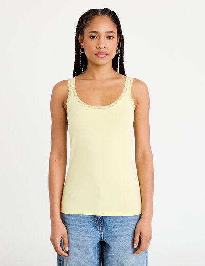 D&eacute;bardeur d&eacute;tails dentelle jaune clair femme