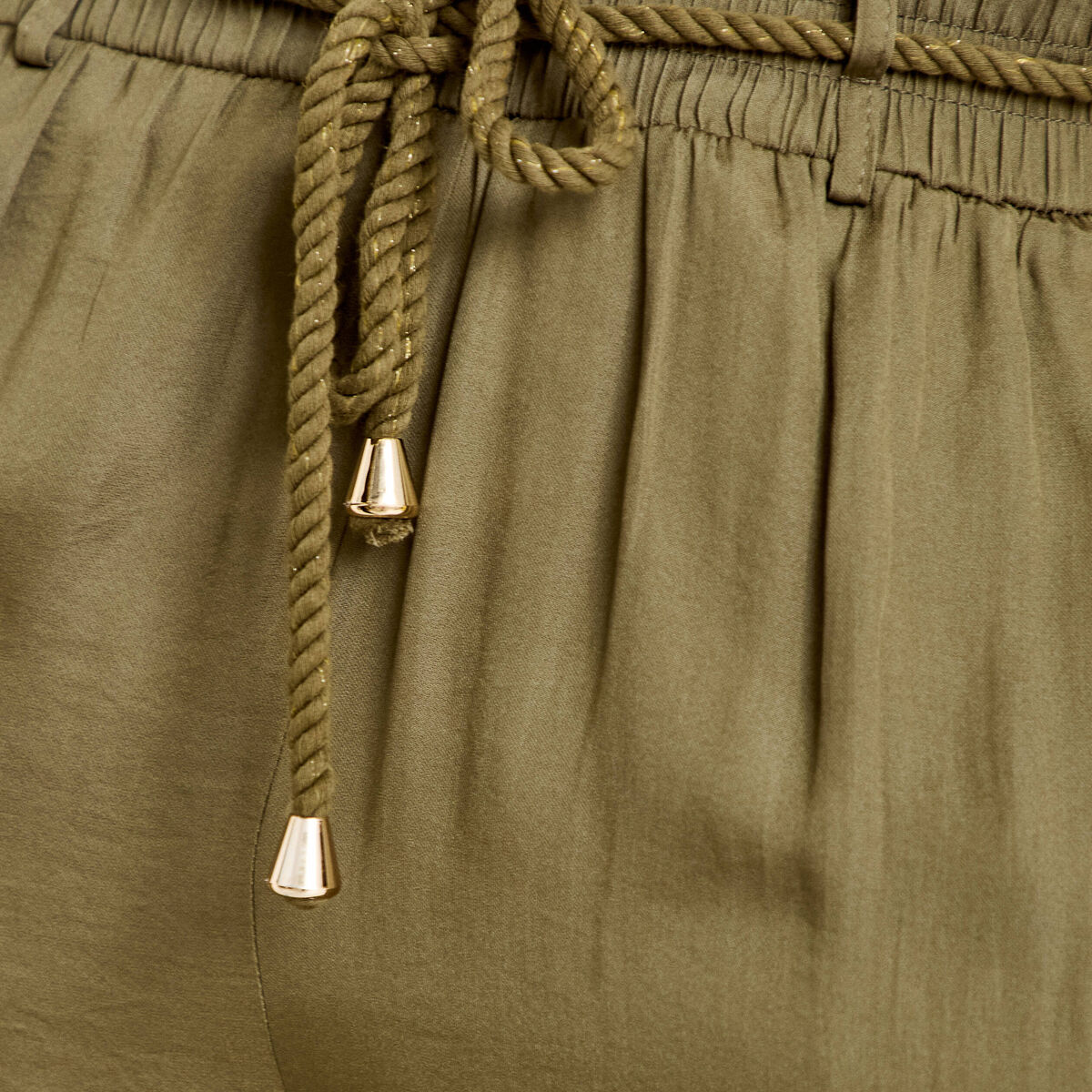 Pantalon large taille standard vert kaki femme