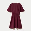 Robe courte &eacute;vas&eacute;e col v manches courtes bordeaux femme