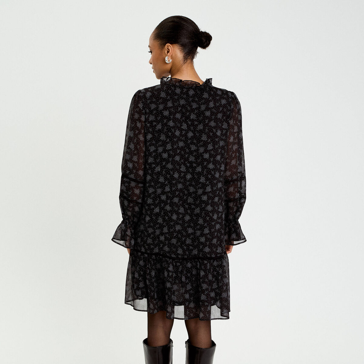 Robe &eacute;vas&eacute;e en voile noir femme