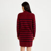 Robe pull droite manches longues 3/4 rouge fonc&eacute; femme