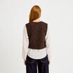 Pull chemise 2-en-1 marron fonc&eacute; femme