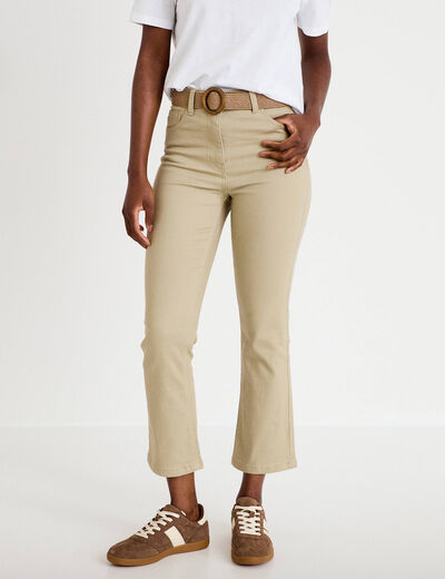 Jean bootcut cropped taille haute vert femme