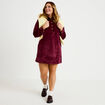 Robe droite velours col montant bordeaux femme