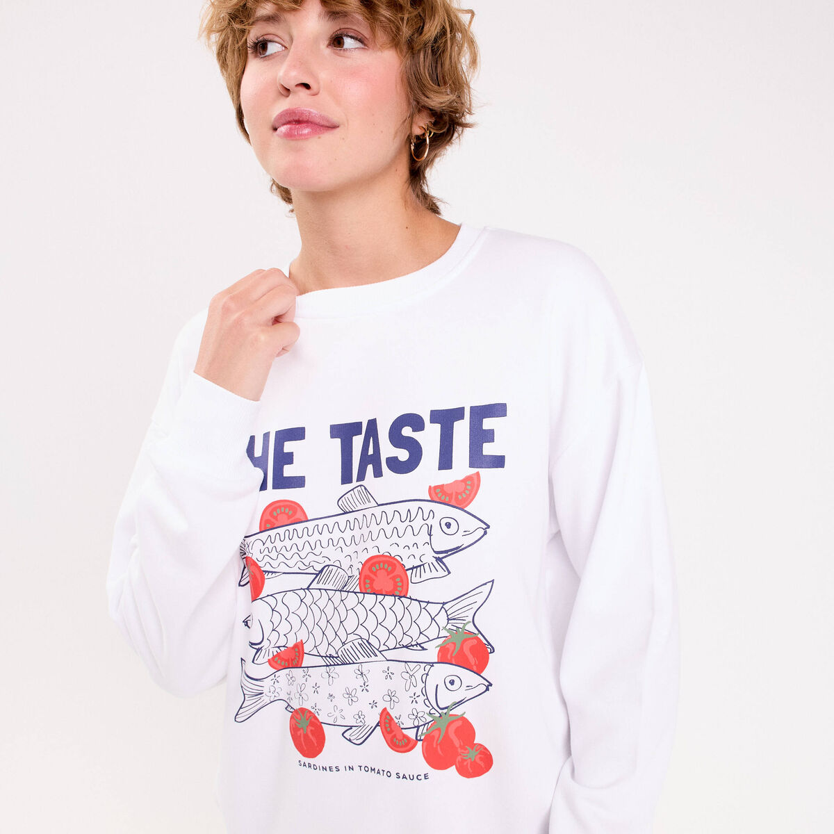 Sweat oversize manches longues blanc femme