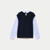 Pull fin 2-en-1 manches longues bleu marine femme