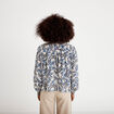 Blouse ample col v manches longues blanc femme