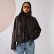 Veste chin&eacute;e col montant manches longues marron fonc&eacute; femme
