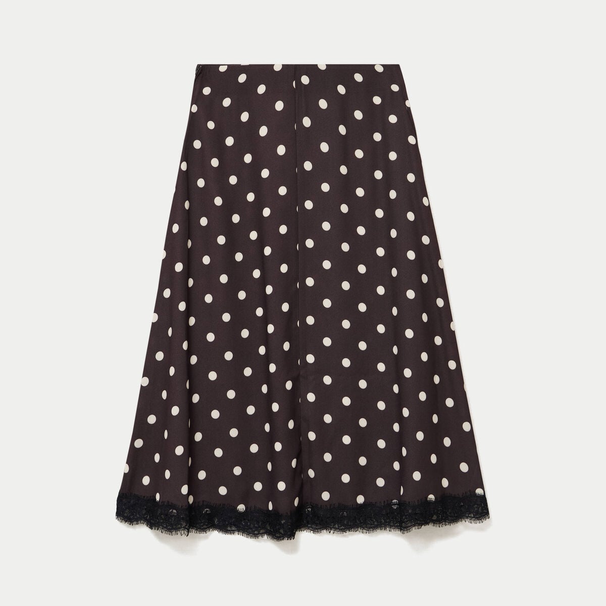 Jupe &eacute;vas&eacute;e 3/4 en dentelle marron femme