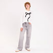 Pull motif noeud ecru femme