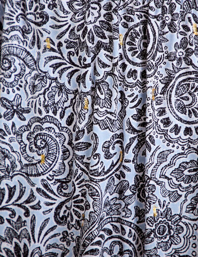 Robe longue &eacute;vas&eacute;e col v manches courtes bleu femme