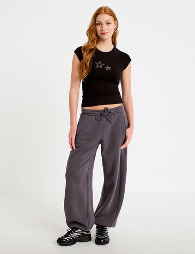 Jegging taille basse gris fonc&eacute; femme