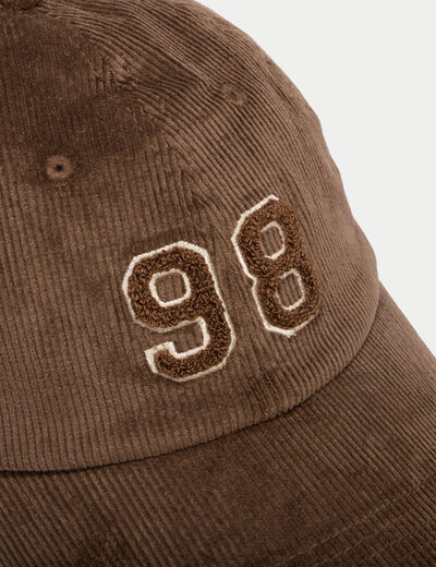 Casquette en velours marron fonc&eacute; femme
