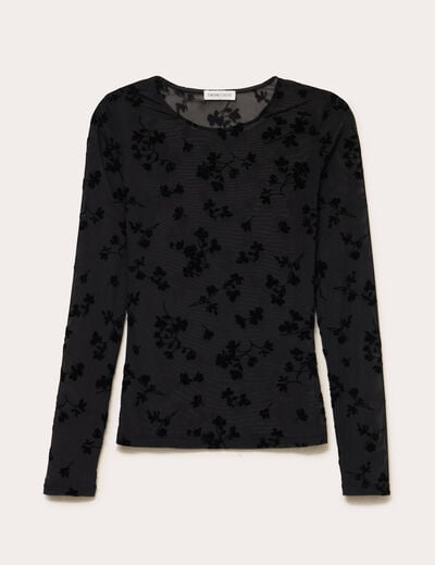 T-shirt ajust&eacute; manches longues noir femme