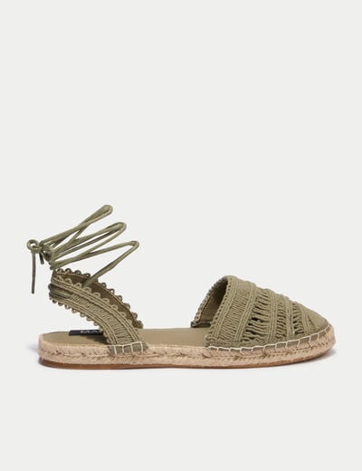 Sandales aspect chin&eacute; vert kaki femme