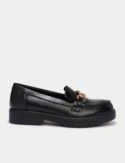 Mocassins avec bijou noir femme