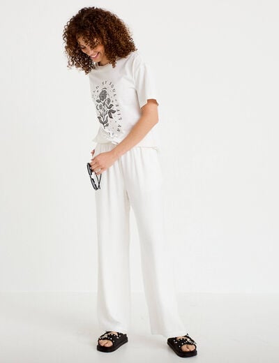 T-shirt oversize manches courtes ecru femme