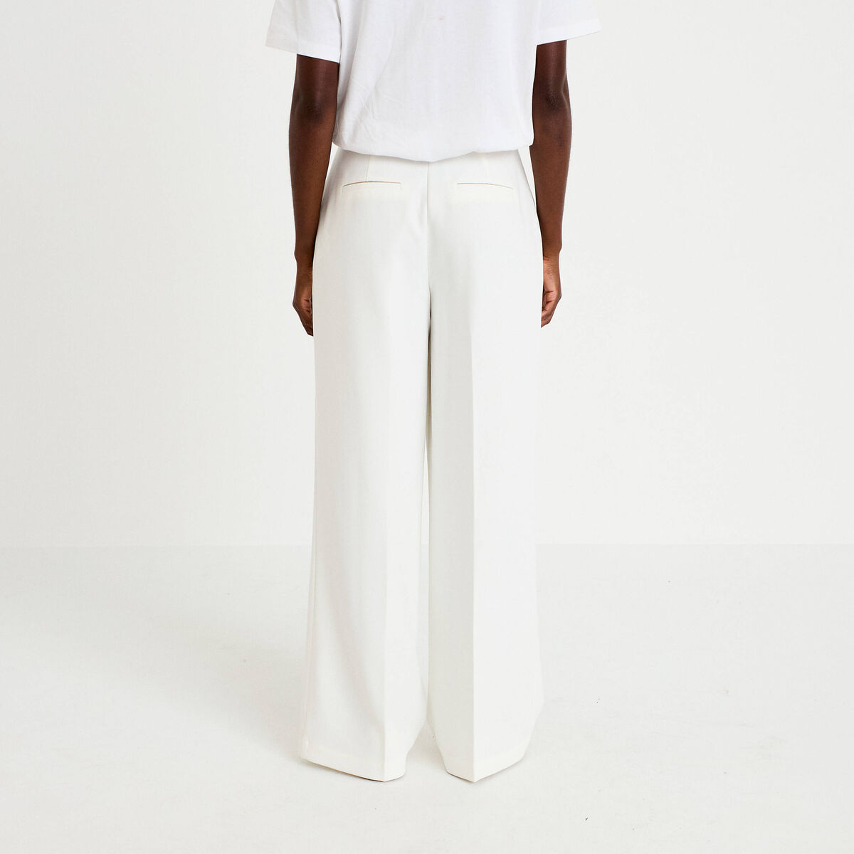 Pantalon bootcut taille standard ecru femme