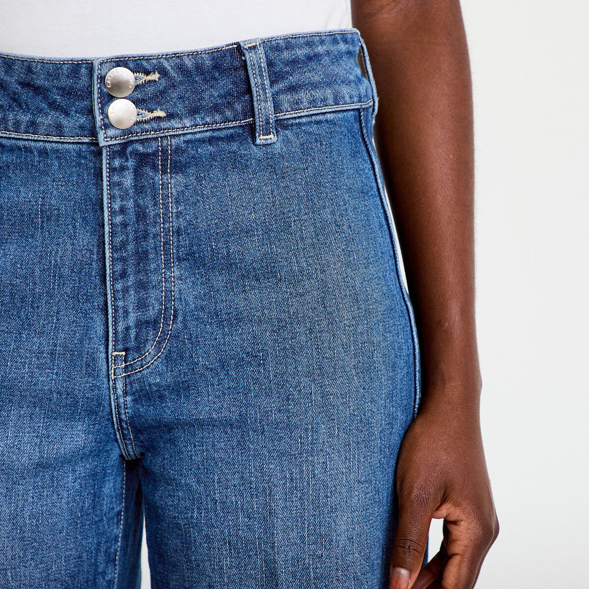 Jean wide leg taille haute denim double stone femme