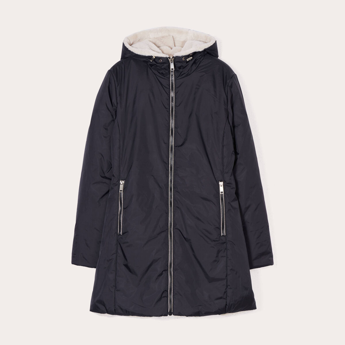 Parka r&eacute;versible &agrave; capuche noir femme