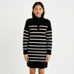 Robe pull droite manches longues 3/4 noir femme