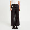 Jean wide leg cropped taille haute denim noir femme