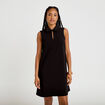 Robe droite courte col chemise clout&eacute;e noir femme