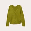 Gilet boutonn&eacute; avec col en V vert fonc&eacute; femme