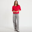 Gilet duveteux manches 3/4 rouge femme