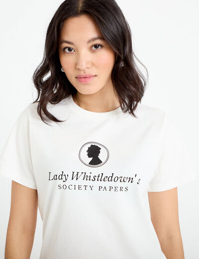 T-shirt col rond Bridgerton ecru femme