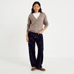 Jean barrel avec broderie bleu marine femme