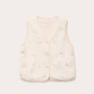 Gilet sans manches brod&eacute; effet polaire blanc femme