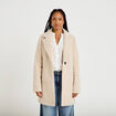 Manteau droit mi-long bouclettes beige femme