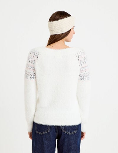 Pull manches longues ecru femme