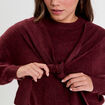 Pull &agrave; capuche manches longues violet fonc&eacute; femme