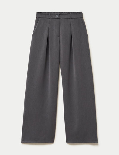 Pantalon large taille haute gris fonc&eacute; femme