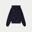 Sweat &agrave; capuche brod&eacute; manches longues bleu femme