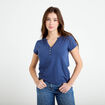 T-shirt boutonn&eacute; sur le devant bleu fonc&eacute; femme