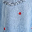 Jean wide leg taille haute brod&eacute; denim double stone femme