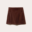 Jupe trap&egrave;ze en velours marron fonc&eacute; femme